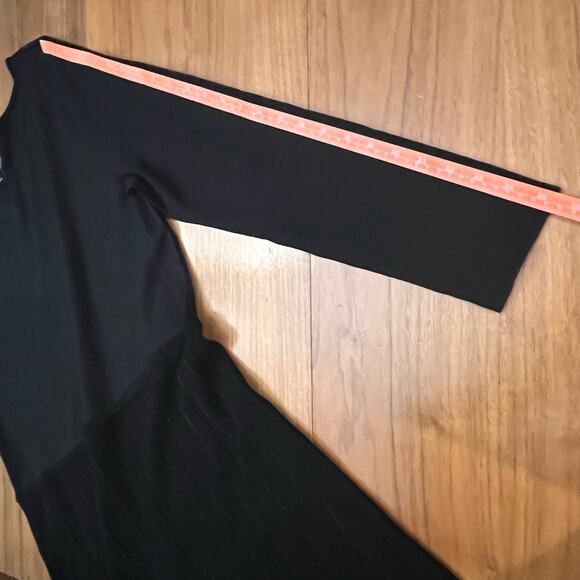 Soft Surroundings Dress XL Black Long Sleeve Midi Pleated Shimmer - Picture 12 of 12